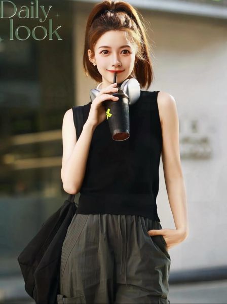 黑色背心怎么搭配_黑色背心显瘦吗