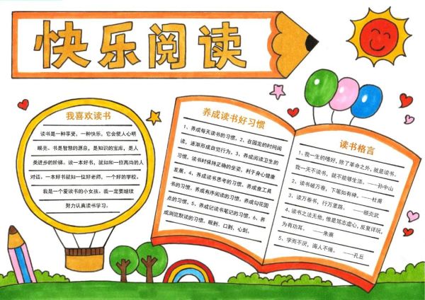 快乐读书手抄报怎么做_快乐读书手抄报内容写什么