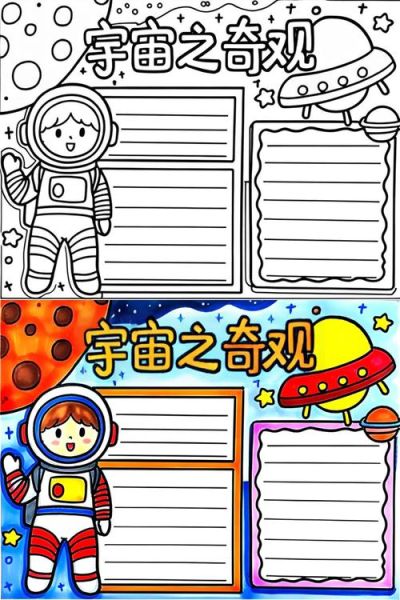 宇宙百科读书小报怎么画_适合小学生的手抄报模板